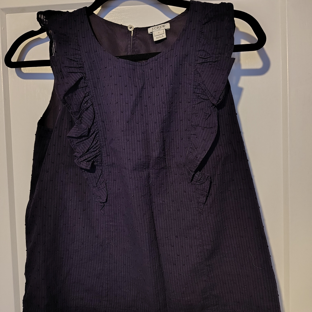 JCrew Women's Navy Ruffle Top